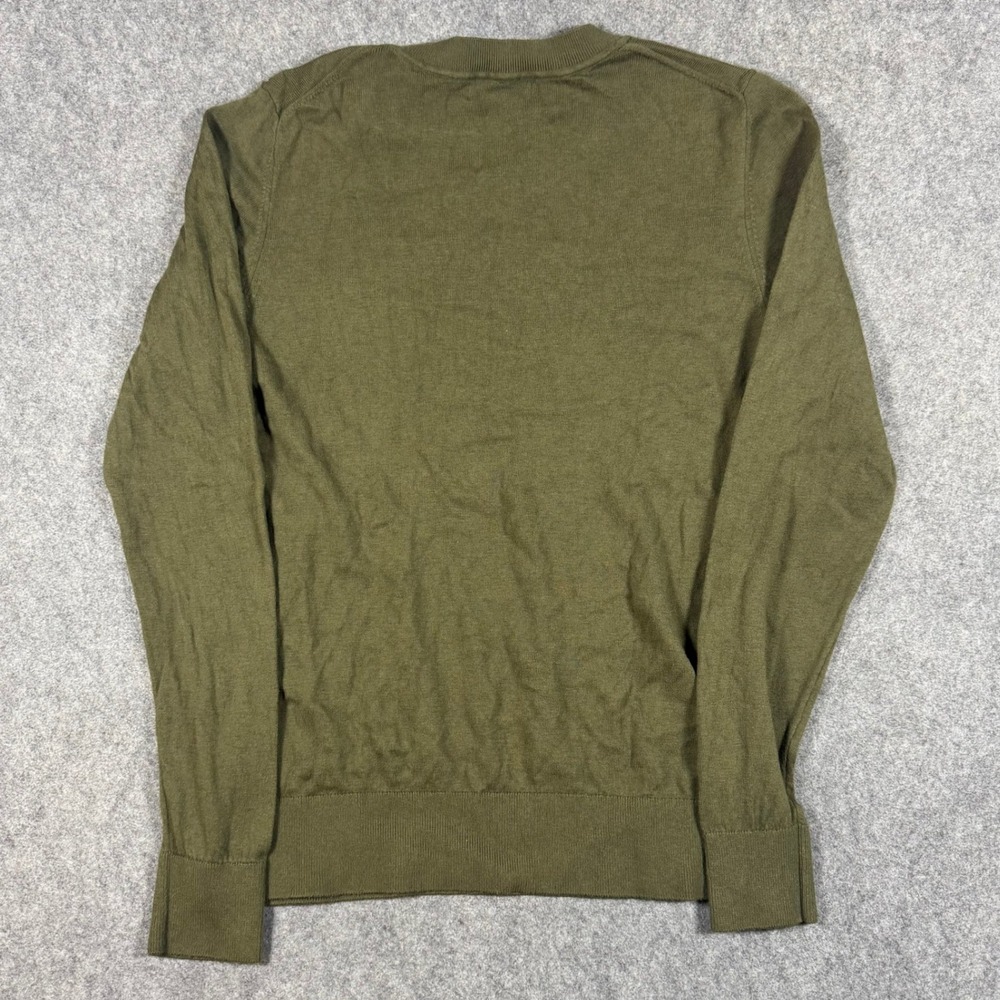 Quince Sweater Womens Medium Olive Green Cotton Cashmere Blend Crewneck Ribbed - Picture 4 of 8
